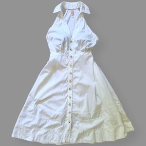 MAEVE Button Front Halter Sun Dress White